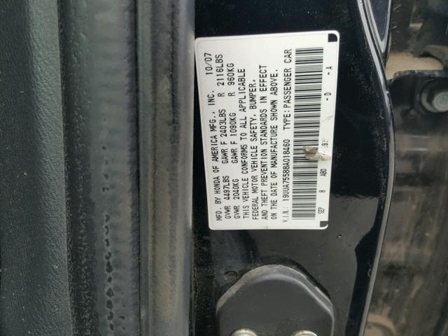 19UUA75588A018460 - 2008 ACURA TL TYPE S BLACK photo 10