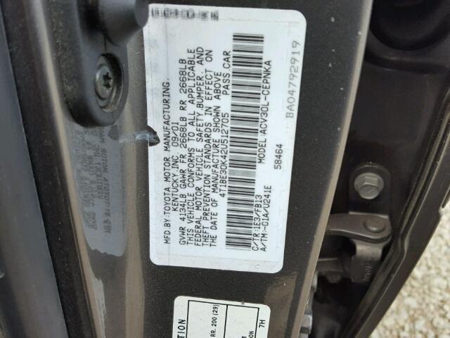 4T1BE30K42U512705 - 2002 TOYOTA CAMRY GRAY photo 10