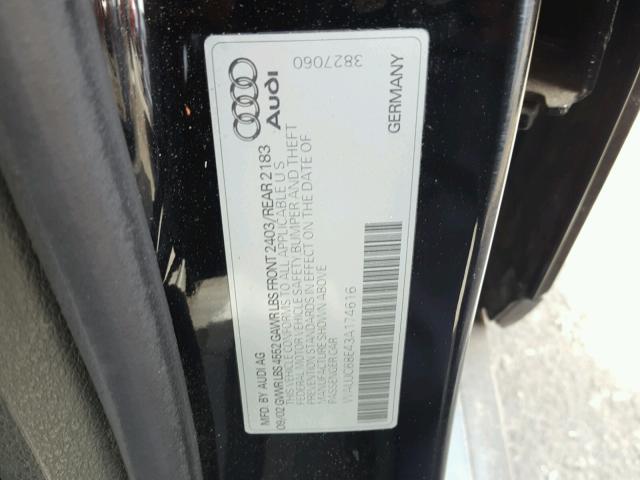 WAUJC68E43A174616 - 2003 AUDI A4 1.8T BLACK photo 10