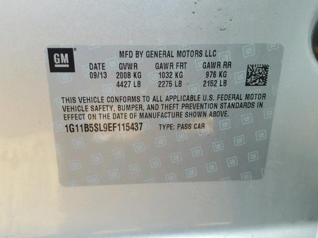 1G11B5SL9EF115437 - 2014 CHEVROLET MALIBU LS 银色 照片 10