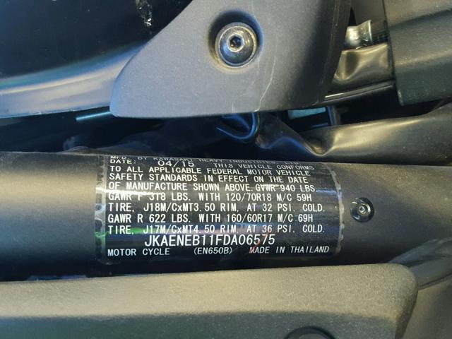 JKAENEB11FDA06575 - 2015 KAWASAKI EN650 B 黑色 照片 10