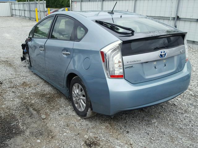 JTDKN3DP2E3058975 - 2014 TOYOTA PRIUS PLUG BLUE photo 3