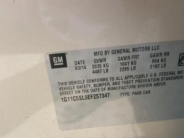 1G11C5SL9EF257347 - 2014 CHEVROLET MALIBU 1LT 棕色 照片 10