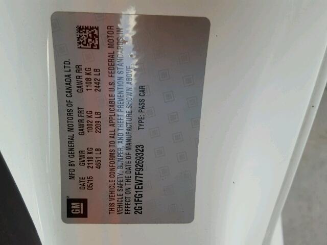 2G1FG1EW7F9269323 - 2015 CHEVROLET CAMARO SS WHITE photo 10