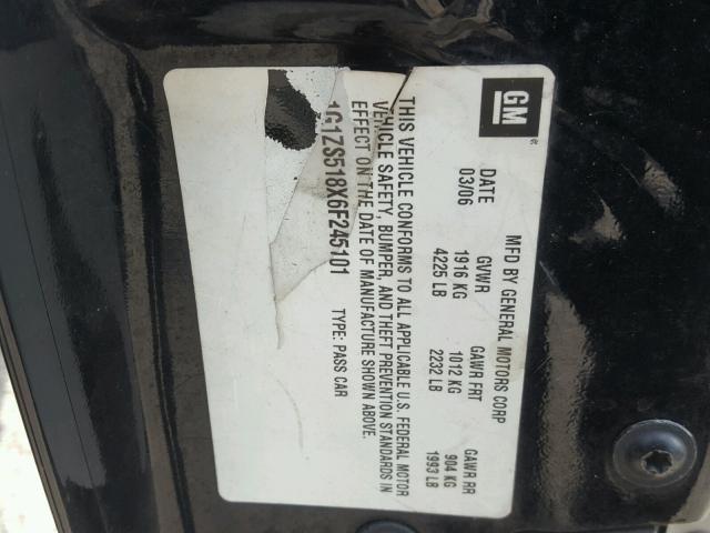 1G1ZS518X6F245101 - 2006 CHEVROLET MALIBU LS 黑色 照片 10