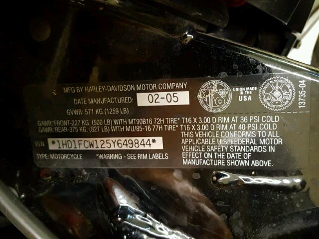 1HD1FCW125Y649844 - 2005 HARLEY-DAVIDSON FLHTCUI Алтын фото 10