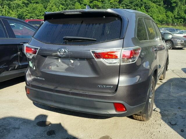 5TDJKRFH1GS320659 - 2016 TOYOTA HIGHLANDER ნაცრისფერი ფოტო 4