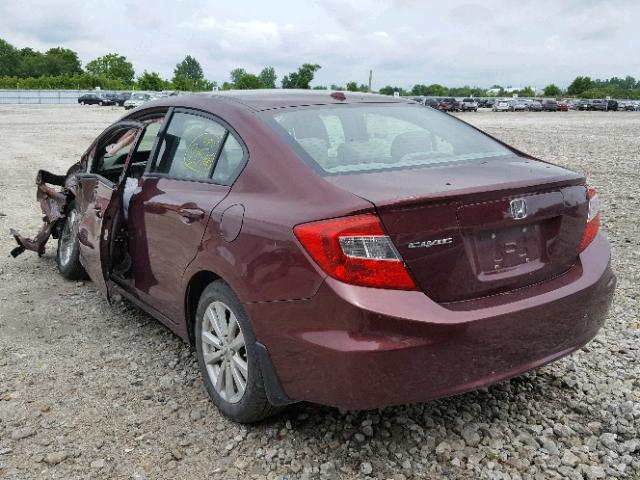 2HGFB2F93CH006866 - 2012 HONDA CIVIC EXL RED photo 3