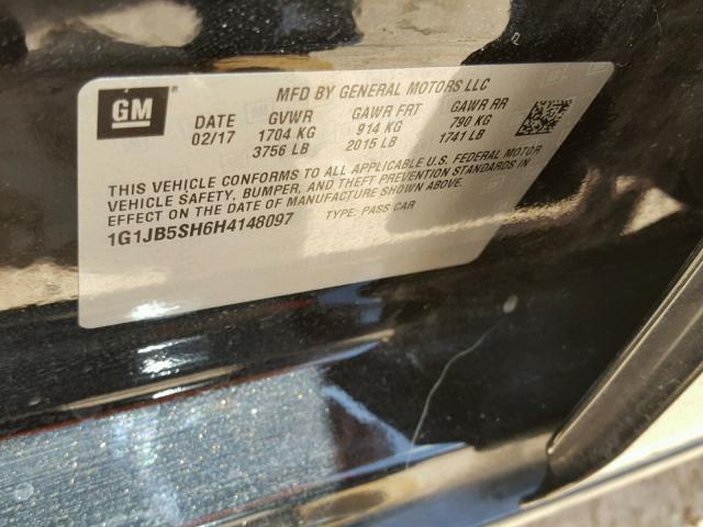 1G1JB5SH6H4148097 - 2017 CHEVROLET SONIC LS BLACK photo 10