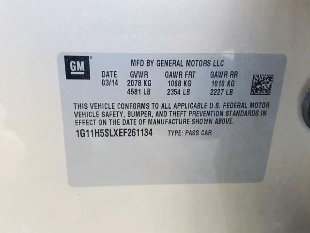 1G11H5SLXEF261134 - 2014 CHEVROLET MALIBU LTZ 金色 照片 10