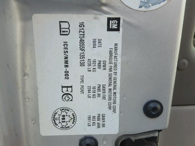 1G1ZT54855F135130 - 2005 CHEVROLET MALIBU LS SILVER photo 10