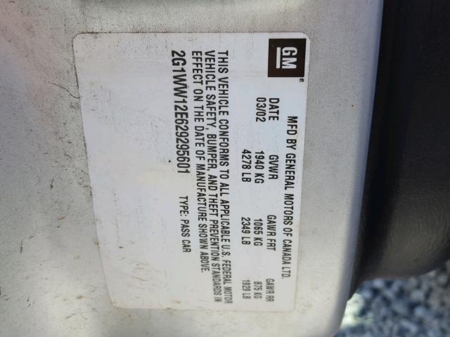 2G1WW12E339155443 - 2003 CHEVROLET MONTE CARL ვერცხლისფერი ფოტო 10