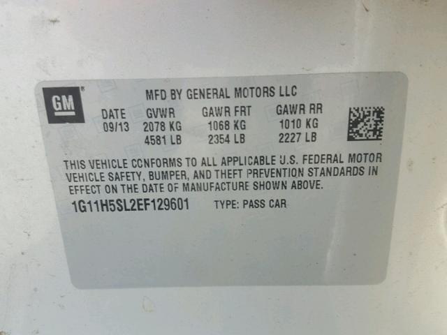 1G11H5SL2EF129601 - 2014 CHEVROLET MALIBU LTZ ვერცხლისფერი ფოტო 10