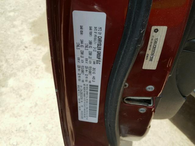 1C4NJCBB9CD623598 - 2012 JEEP COMPASS SP MAROON photo 10