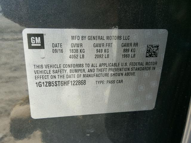 1G1ZB5ST6HF122868 - 2017 CHEVROLET MALIBU LS GRAY photo 10