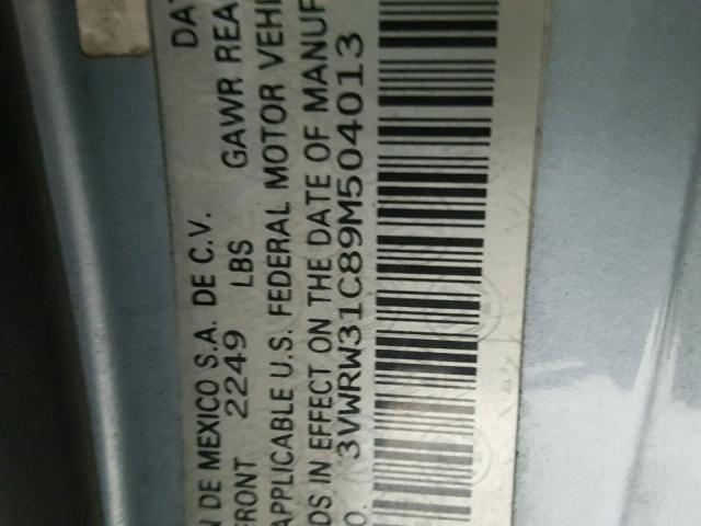 3VWRW31C89M504013 - 2009 VOLKSWAGEN NEW BEETLE Mavi foto 10