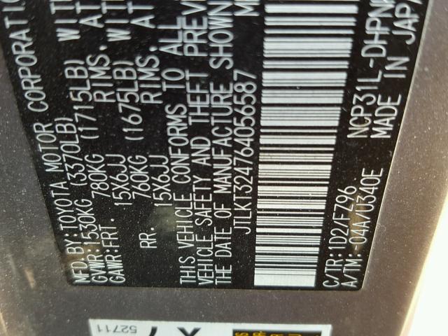 JTLKT324764056587 - 2006 TOYOTA SCION XB 灰色 照片 10