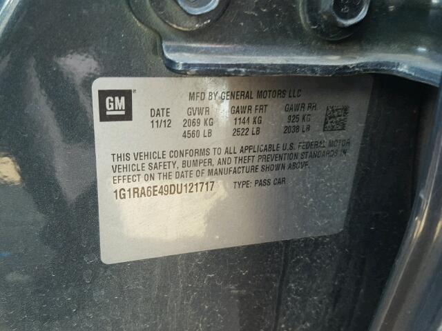 1G1RA6E49DU121717 - 2013 CHEVROLET VOLT GRAY photo 10