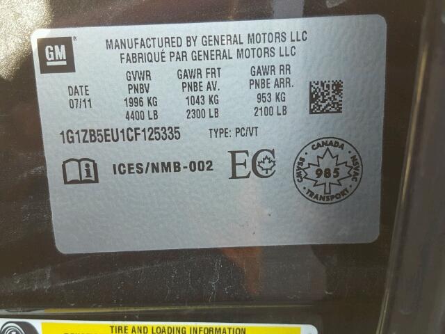 1G1ZB5EU1CF125335 - 2012 CHEVROLET MALIBU LS BLACK photo 10