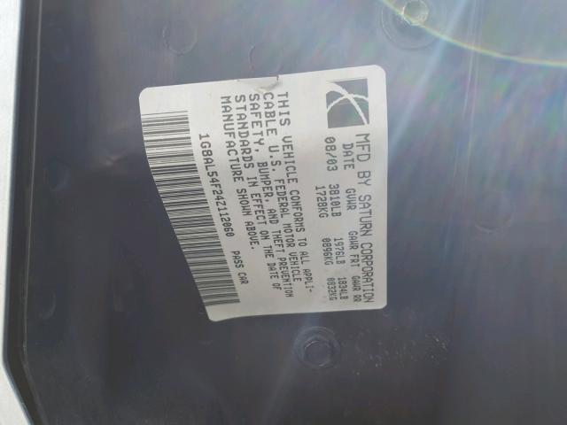 1G8AL54F24Z112060 - 2004 SATURN ION LEVEL SILVER photo 10
