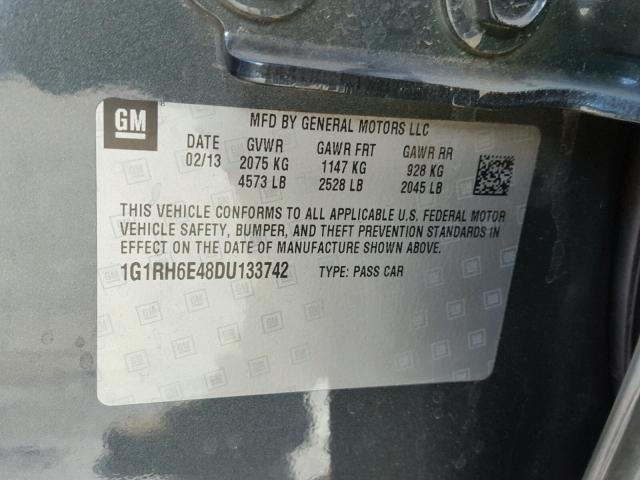 1G1RH6E48DU133742 - 2013 CHEVROLET VOLT GRAY photo 10