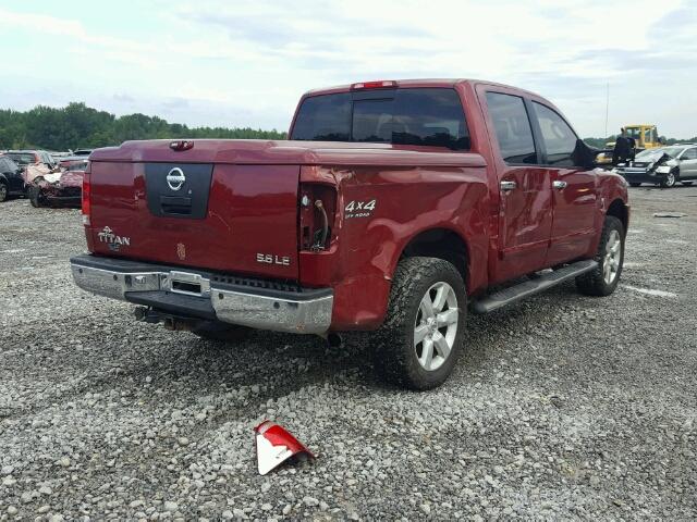 1N6AA07B04N546182 - 2004 NISSAN TITAN MAROON photo 4