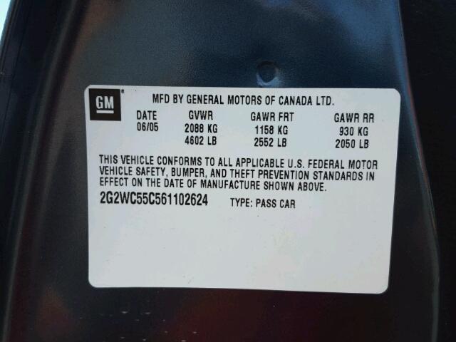 2G2WC55C561102624 - 2006 PONTIAC GRAND PRIX BLUE photo 10