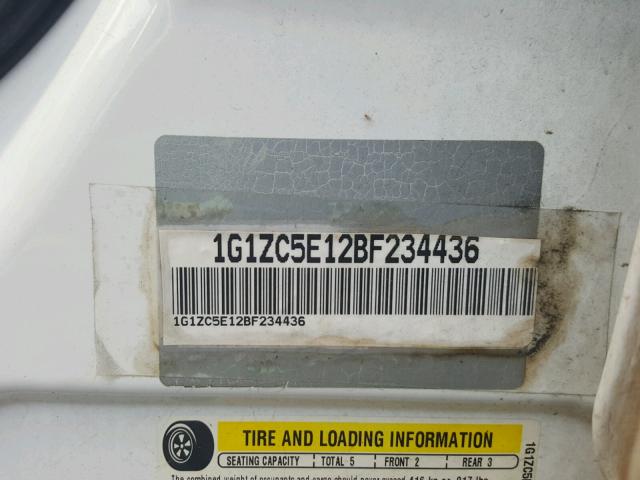 1G1ZC5E12BF234436 - 2011 CHEVROLET MALIBU 1LT WHITE photo 10