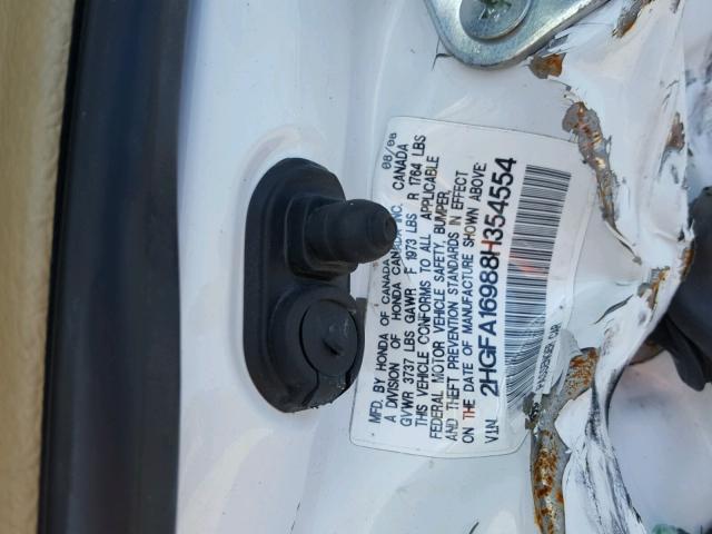 2HGFA16988H354554 - 2008 HONDA CIVIC EXL თეთრი ფოტო 10