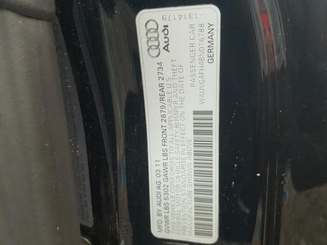 WAUVGAFH4BN016788 - 2011 AUDI S5 PRESTIG BLACK photo 10