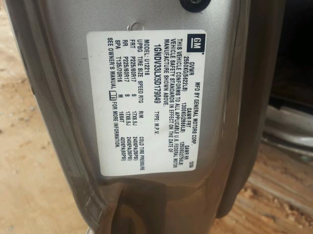 1GNDV33LX5D179049 - 2005 CHEVROLET UPLANDER L 银色 照片 10