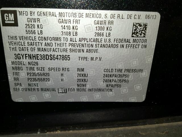 3GYFNHE38DS647865 - 2013 CADILLAC SRX PERFOR 黑色 照片 10