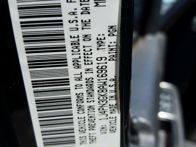 1J4PN3GK8AW169619 - 2010 JEEP LIBERTY RE GREEN photo 10