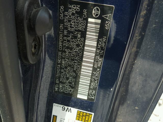 JTKDE177160134206 - 2006 TOYOTA SCION TC 蓝色 照片 10