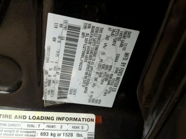 5LMFU27586LJ16235 - 2006 LINCOLN NAVIGATOR BLACK photo 10