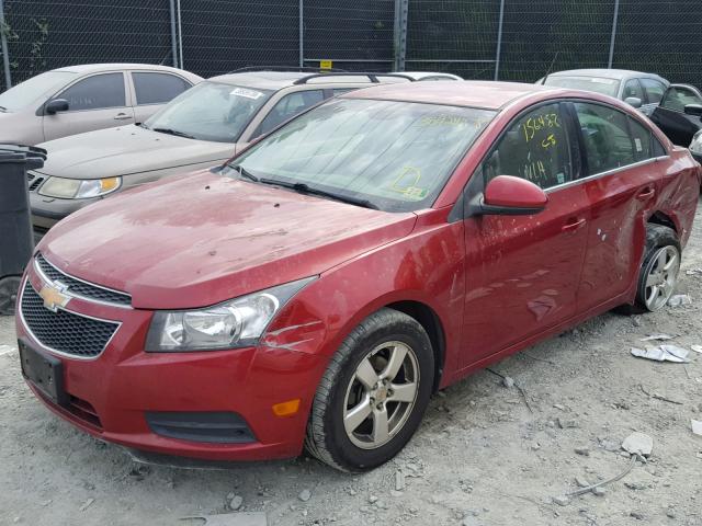 1G1PL5SC1C7117200 - 2012 CHEVROLET CRUZE LT RED photo 2