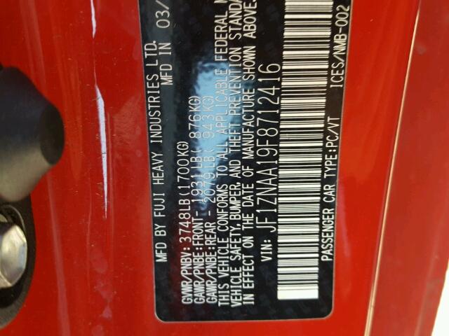 JF1ZNAA19F8712416 - 2015 TOYOTA SCION FR-S RED photo 10