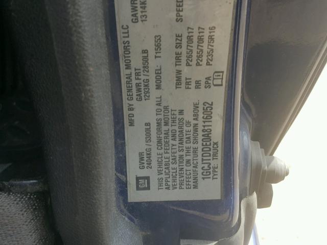 1GCJTDDE0A8116052 - 2010 CHEVROLET COLORADO L BLUE photo 10