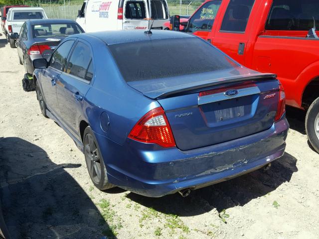 3FAHP0KC1AR149465 - 2010 FORD FUSION SPO BLUE photo 3