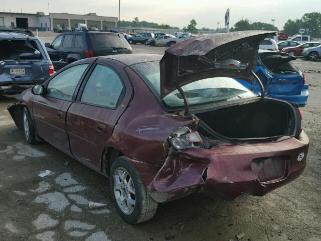 1B3ES46C21D159784 - 2001 DODGE NEON SE/ES MAROON photo 3