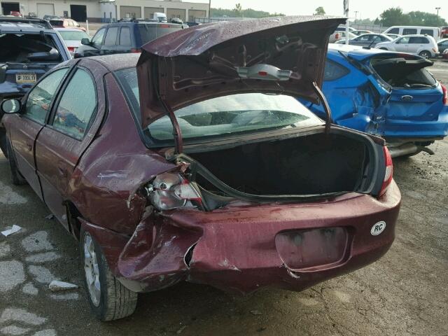 1B3ES46C21D159784 - 2001 DODGE NEON SE/ES MAROON photo 9