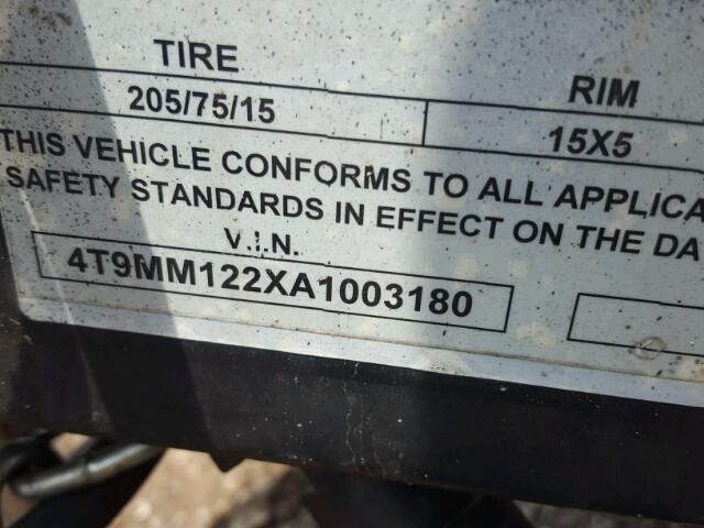 4T9MM122XA1003180 - 2010 UTILITY TRAILER BLACK photo 10