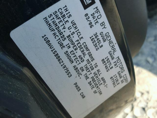 1G8AV15B86Z197553 - 2006 SATURN ION LEVEL BLACK photo 10