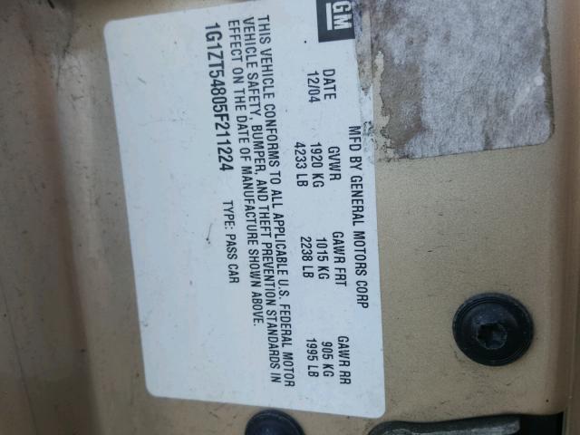 1G1ZT54805F211224 - 2005 CHEVROLET MALIBU LS 棕色 照片 10