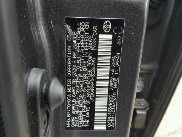 JTDKARFP1H3026390 - 2017 TOYOTA PRIUS PRIM 灰色 照片 10