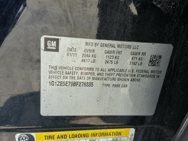 1G1ZE5E79BF278335 - 2011 CHEVROLET MALIBU LTZ 黑色 照片 10