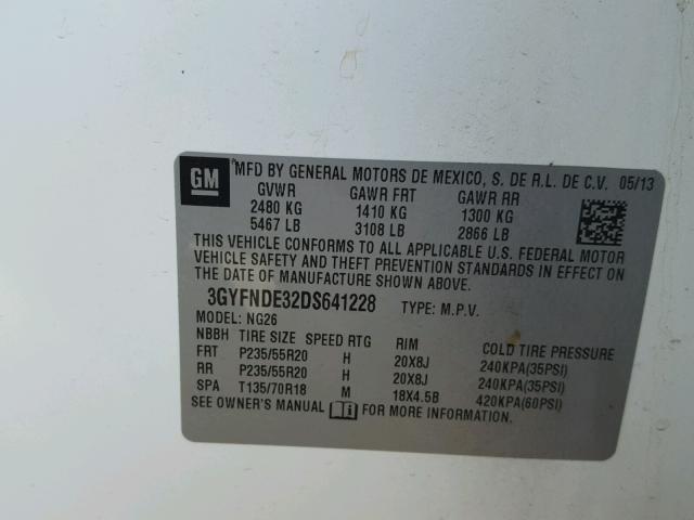 3GYFNDE32DS641228 - 2013 CADILLAC SRX PERFOR 白色 照片 10