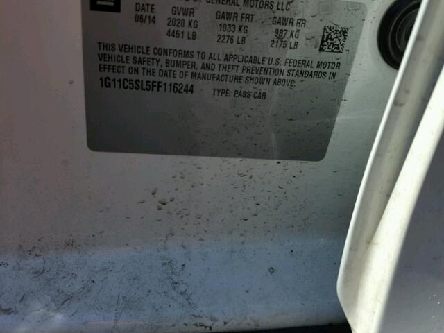 1G11C5SL5FF116244 - 2015 CHEVROLET MALIBU 1LT თეთრი ფოტო 10