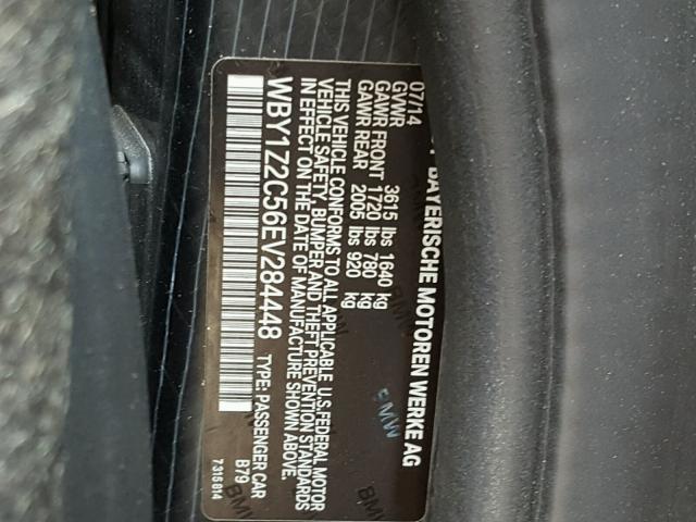 WBY1Z2C56EV284448 - 2014 BMW I3 BEV GRAY photo 10