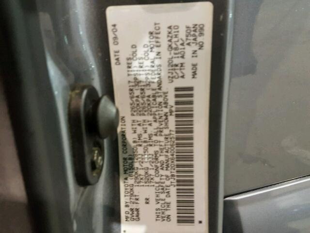 JTJBT20X640062577 - 2004 LEXUS GX 470 GRAY photo 10